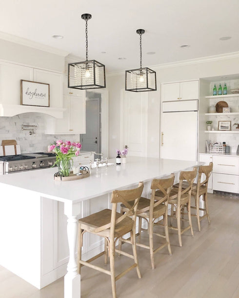 Modern Chandeliers for Dining Rooms with Black Metal Cube Shade